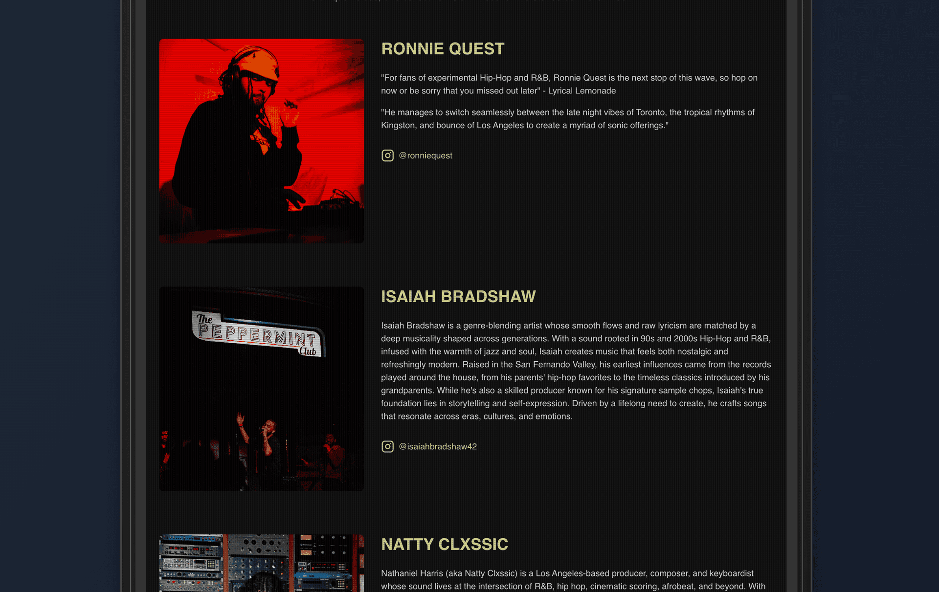 Artist Profiles